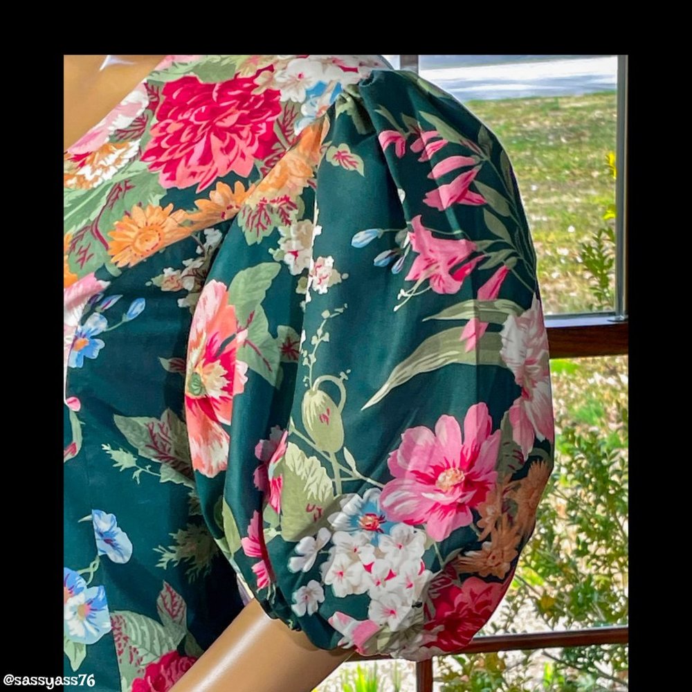 ▪️VTG▪️HANDMADE▪️1980's 1990's Floral Pleated Drop Waist COTTAGECORE Tea Dress - Picture 4 of 7